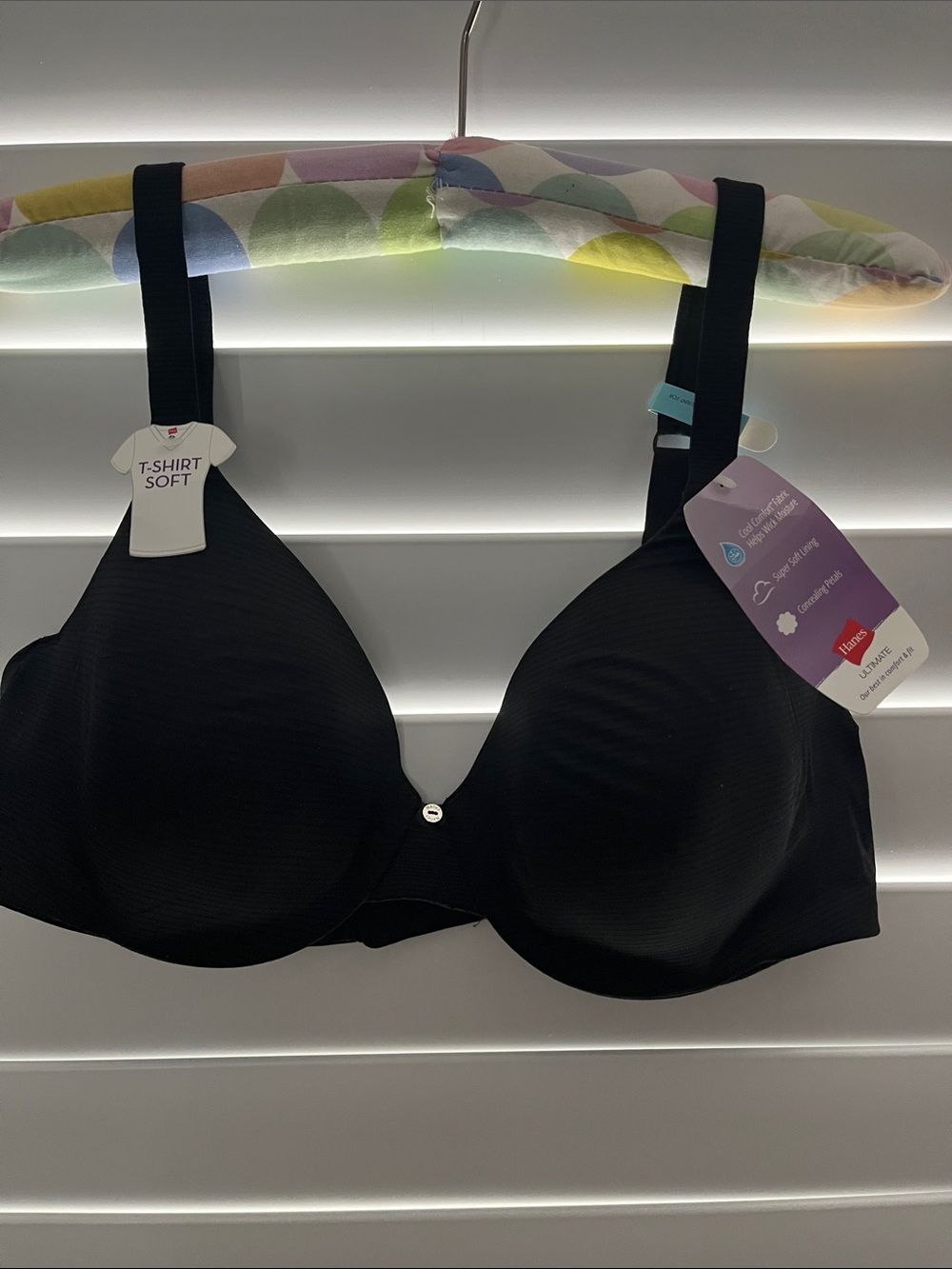 Hanes Black T-Shirt Soft Women's Bra